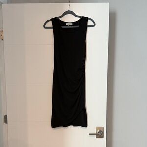 Treasure & Bond Black Sleeveless Midi Dress with side ruching.